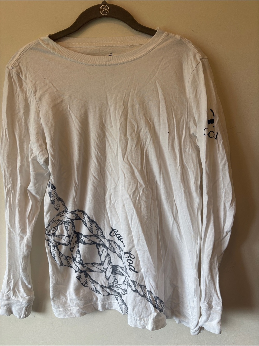 Coastal Rope-Print Long Sleeve Tee - White